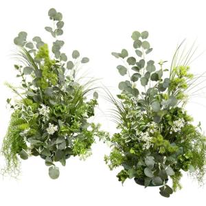 image:imageLings moment Free Standing Artificial Flowers Arrangements 2pcs Wedding Aisle Runner Chair Decorations Arch Altar Stage for Ceremony Reception Rose Home GrnWhite amp Sage 41 Tall x 22 Cross