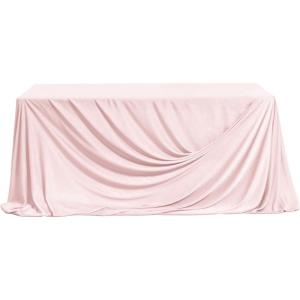 image:imageLings moment Powder Pink Wedding Table Cloths in Premium Crumpled Velvet 9ft x 11ft Fits 4ft6ft RectangularRound SweetheartampHead Table for Wedding Reception Bridal Shower Birthday DecorationPkpowder Pink