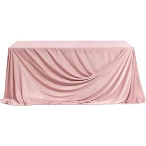 image:imageLings moment Powder Pink Wedding Table Cloths in Premium Crumpled Velvet 9ft x 11ft Fits 4ft6ft RectangularRound SweetheartampHead Table for Wedding Reception Bridal Shower Birthday DecorationPkdusty Rose  Cream