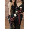 image:imageLings moment Artificial Bridesmaid Bouquets Set of 6Burgundy Wedding Flower Bouquets Pink Floral Bouquet Mashala Bridal Bouquets with RibbonCeremonyAnniversary7inch DiameterRedburgundy Red  Black