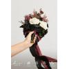 image:imageLings moment Artificial Wedding Flower Bouquets for Bridesmaids Ivory Floral Bouquet Beige Bridal Bouquets for Bridesmaids with Ribbon Ceremony Anniversary7inch DiameterRedburgundy Red  Black