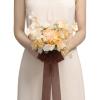 image:imageLings moment Artificial Wedding Flower Bouquets for Bridesmaids Ivory Floral Bouquet Beige Bridal Bouquets for Bridesmaids with Ribbon Ceremony Anniversary7inch DiameterBrnsoft Peach  Brown
