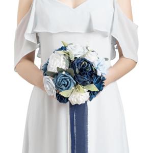 image:imageLings moment Artificial Wedding Flower Bouquets for Bridesmaids Ivory Floral Bouquet Beige Bridal Bouquets for Bridesmaids with Ribbon Ceremony Anniversary7inch DiameterBlunoble Navy Blue