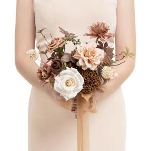 image:imageLings moment Artificial Wedding Flower Bouquets for Bridesmaids Ivory Floral Bouquet Beige Bridal Bouquets for Bridesmaids with Ribbon Ceremony Anniversary7inch DiameterBrgold Sparrow
