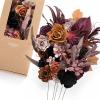 image:imageLings Moment Fake Flowers Box Faux Peony Artificial Dahlia Foam Roses Silk Carnation for Centerpiece Bouquet Wedding Floral Arrangement Bridal Shower Party Earth Brown amp Butter Yellow Deluxe ComboBlkblack  Orange  Purple