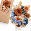 image:imageLings Moment Fake Flowers Box Faux Peony Artificial Dahlia Foam Roses Silk Carnation for Centerpiece Bouquet Wedding Floral Arrangement Bridal Shower Party Earth Brown amp Butter Yellow Deluxe ComboOrburnt Orange  Navy