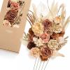 image:imageLings Moment Fake Flowers Box Faux Peony Artificial Dahlia Foam Roses Silk Carnation for Centerpiece Bouquet Wedding Floral Arrangement Bridal Shower Party Earth Brown amp Butter Yellow Deluxe ComboBegboho  Sepia