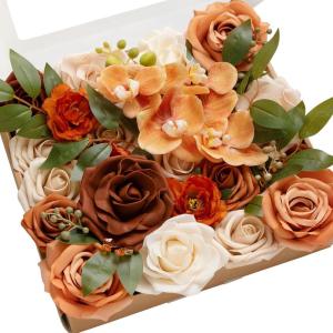 image:imageLings Moment Fake Flowers Box Faux Peony Artificial Dahlia Foam Roses Silk Carnation for Centerpiece Bouquet Wedding Floral Arrangement Bridal Shower Party Earth Brown amp Butter Yellow Deluxe ComboOrorange  Nude