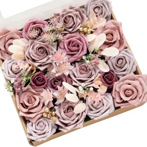 image:imageLings moment Fake Flowers Box Faux Artificial Sweet Peas Foam Roses Silk Carnations for Centerpieces Bouquet Wedding Floral Arrangements Bridal Shower Party Dusty Rose amp Sand Beige Deluxe ComboPkdusty Rose