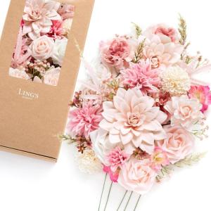 image:imageLings moment Fake Flowers Box Faux Artificial Sweet Peas Foam Roses Silk Carnations for Centerpieces Bouquet Wedding Floral Arrangements Bridal Shower Party Dusty Rose amp Sand Beige Deluxe ComboPkpink  Pale Pink