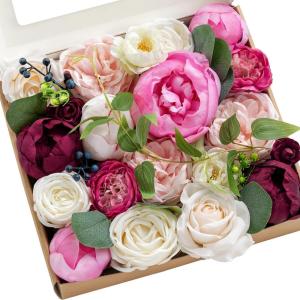 image:imageLings moment Fake Flowers Box Faux Artificial Sweet Peas Foam Roses Silk Carnations for Centerpieces Bouquet Wedding Floral Arrangements Bridal Shower Party Dusty Rose amp Sand Beige Deluxe ComboPkpink  Ivory