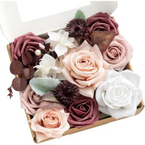 image:imageLings moment Fake Flowers Box Faux Artificial Sweet Peas Foam Roses Silk Carnations for Centerpieces Bouquet Wedding Floral Arrangements Bridal Shower Party Dusty Rose amp Sand Beige Deluxe ComboPkdusty Rose  Mauve