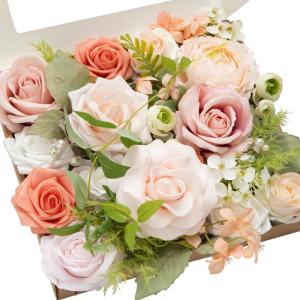 image:imageLings moment Fake Flowers Box Faux Artificial Sweet Peas Foam Roses Silk Carnations for Centerpieces Bouquet Wedding Floral Arrangements Bridal Shower Party Dusty Rose amp Sand Beige Deluxe ComboPkgarden Blush