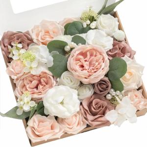 image:imageLings moment Fake Flowers Box Faux Artificial Sweet Peas Foam Roses Silk Carnations for Centerpieces Bouquet Wedding Floral Arrangements Bridal Shower Party Dusty Rose amp Sand Beige Deluxe ComboPkdusty Rose  Pale Peach