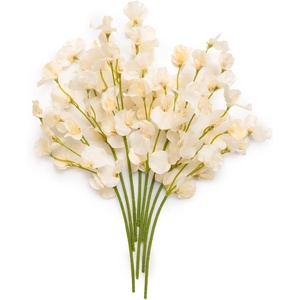 image:imageLings Moment Artificial Sweet Pea Flowers 8pcs Butter Yellow Fake Sweetpea with Stems Bulk Faux Silk Sweet Peas Wedding Filler Flower for Outdoors Centerpieces Bouquet Floral Arrangments DecorationWhtcream