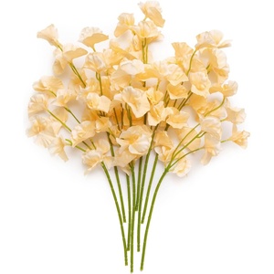 image:imageLings Moment Artificial Sweet Pea Flowers 8pcs Butter Yellow Fake Sweetpea with Stems Bulk Faux Silk Sweet Peas Wedding Filler Flower for Outdoors Centerpieces Bouquet Floral Arrangments DecorationYlwbutter Yellow