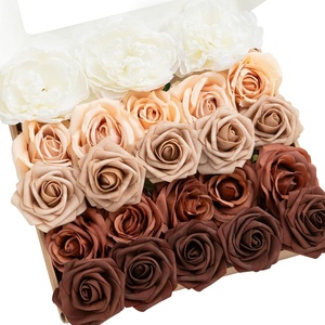 image:imageLings moment Artificial Flowers Fake Silk Orchid Faux Foam Roses Combo for DIY Wedding Bouquets Centerpieces Arrangements Bridal Shower Party Home Decorations Tawny Beige amp Sand Beige 21pcsBrndried Flower  Orange