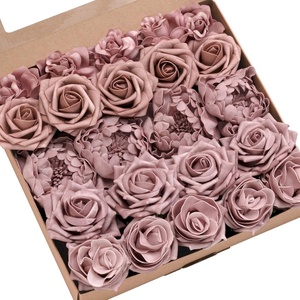 image:imageLings moment Artificial Flowers Fake Silk Orchid Faux Foam Roses Combo for DIY Wedding Bouquets Centerpieces Arrangements Bridal Shower Party Home Decorations Tawny Beige amp Sand Beige 21pcsPkdusty Rose