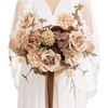 image:imageLings moment Beige Wedding Bouquets for Bride Brown Bridal Bouquets for Bride 13 Inch Free Form Artificial Wedding Flower Bouquet