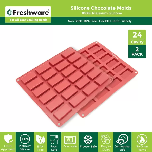 imageFreshware 12Cavity Petite Silicone Mold for Soap Bread Loaf Muffin Brownie Cornbread Cheesecake Pudding and MoreFinancier 24 Cup 2Pack