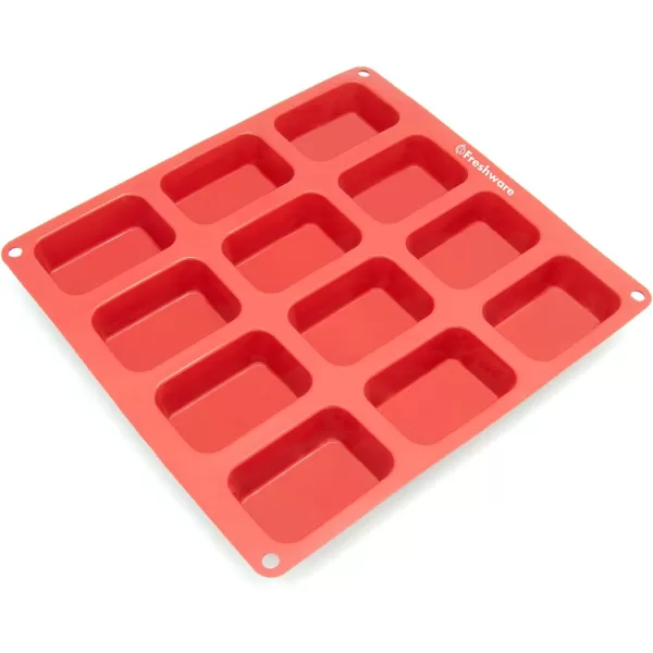 imageFreshware 12Cavity Petite Silicone Mold for Soap Bread Loaf Muffin Brownie Cornbread Cheesecake Pudding and MorePetite Loaf 12Cup