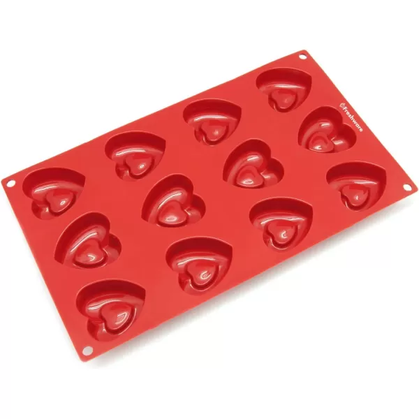 imageFreshware 12Cavity Silicone Mini Valentine Heart Muffin Brownie Cornbread Cheesecake Pudding Jello Shot and Soap MoldClassic