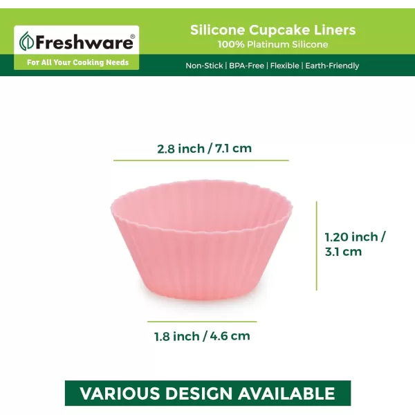 imageFreshware 12Pack Silicone Jumbo Round Reusable Cupcake and Muffin Baking Cup Six Vibrant ColorsRainbow Round 12Pack