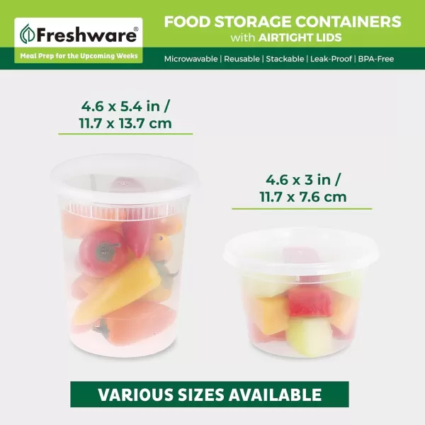 imageFreshware Food Storage Containers 24 Set 32 oz Plastic Deli Containers with Lids Slime Soup Meal Prep Containers  BPA Free  Stackable  Leakproof  MicrowaveDishwasherFreezer Safe16  32 oz  48 MixSet