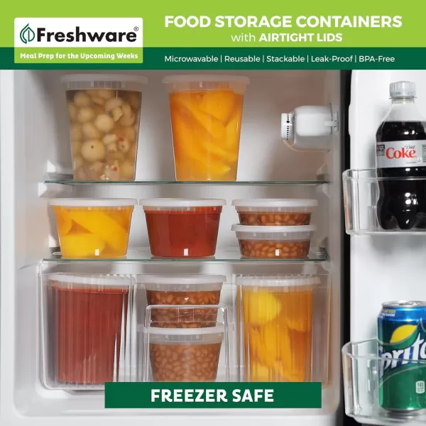 imageFreshware Food Storage Containers 24 Set 32 oz Plastic Deli Containers with Lids Slime Soup Meal Prep Containers  BPA Free  Stackable  Leakproof  MicrowaveDishwasherFreezer Safe32 oz  240 Pack