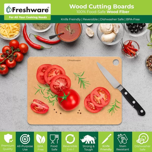 imageCutting Board for Kitchen Dishwasher Safe Wood Cutting Board Natural Wood Fiber Composite NonPorous Reversible Medium 117 x 85inch Natural Slate