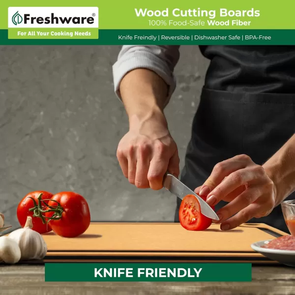 imageCutting Board for Kitchen Dishwasher Safe Wood Cutting Board Premium Wood Fiber Juice Grooves NonPorous Reversible Extra Large 173 x 128inch Natural SlateExtraLarge 173 x 128