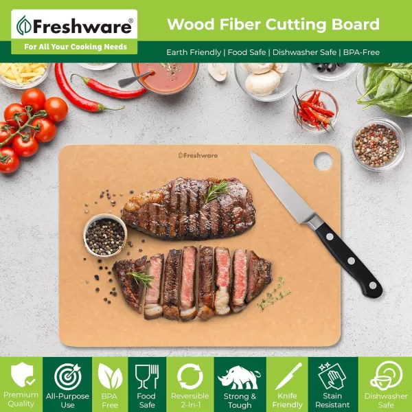 imageCutting Board for Kitchen Dishwasher Safe Wood Cutting Board Premium Wood Fiber Juice Grooves NonPorous Reversible Extra Large 173 x 128inch Natural Slate18 x 13