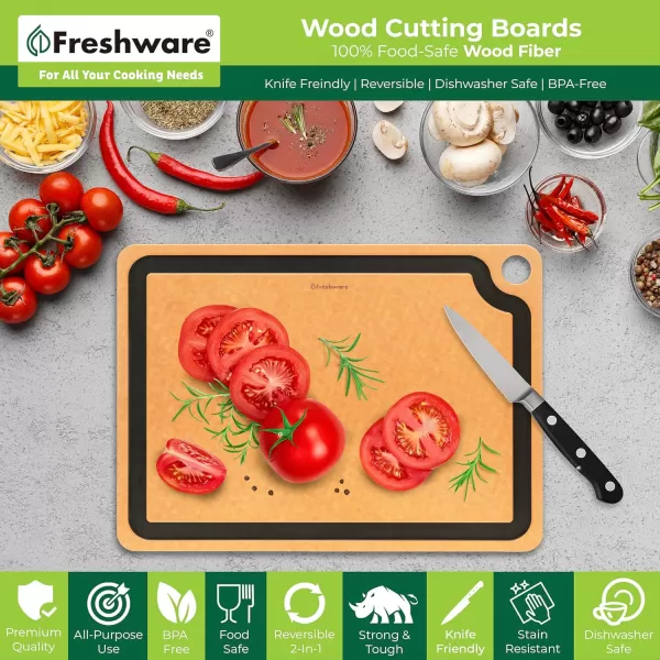 imageCutting Board for Kitchen Dishwasher Safe Wood Cutting Board Premium Wood Fiber Juice Grooves NonPorous Reversible Extra Large 173 x 128inch Natural SlateExtraLarge 173 x 128