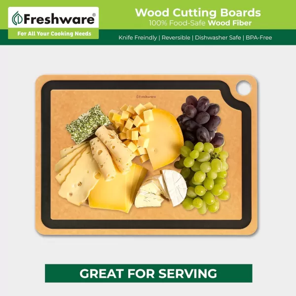 imageCutting Board for Kitchen Dishwasher Safe Wood Cutting Board Premium Wood Fiber Juice Grooves NonPorous Reversible Extra Large 173 x 128inch Natural SlateExtraLarge 173 x 128