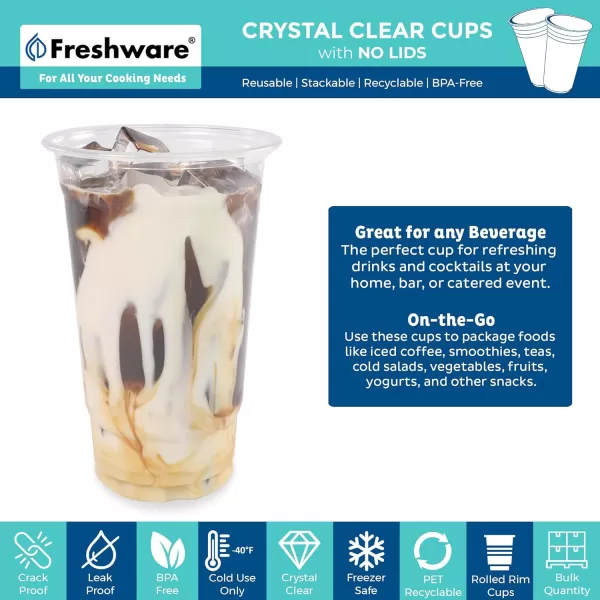 imageFreshware 16 oz Clear Disposable Plastic Cups Clear Plastic Cups Tumblers Heavyduty Party Glasses Disposable Cups for Thanksgiving Halloween Christmas Party 16 Oz Cups 100 Count Pack of 124 oz 100PK Pack of 4