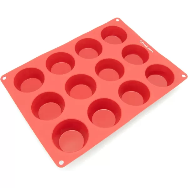 imageFreshware 20Cavity Mini Silicone Mold for Homemade Tart Quiche Pastry Cake Pie Pudding Jello and MoreRed