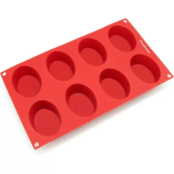 imageFreshware 8Cavity Oval Silicone Mold for Soap Cake Bread Cupcake Cheesecake Cornbread Muffin Brownie and MoreOval