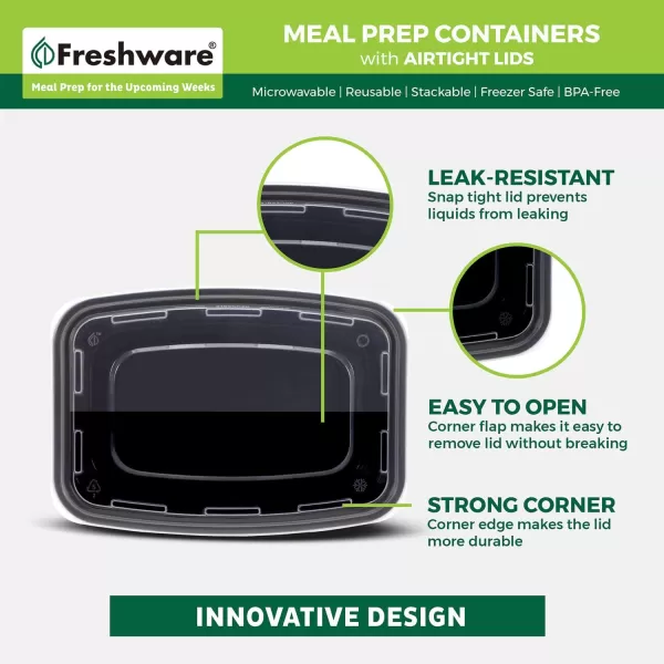 imageFreshware Bento Box Meal Prep Container 32 1Compartment 150Pack 32 ounce1COMP16OZ