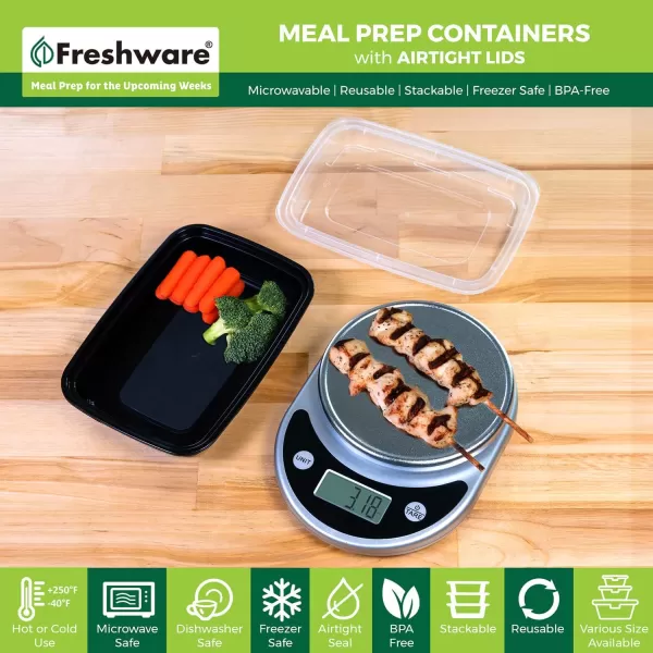 imageFreshware Bento Box Meal Prep Container 32 1Compartment 150Pack 32 ounce1COMP16OZ