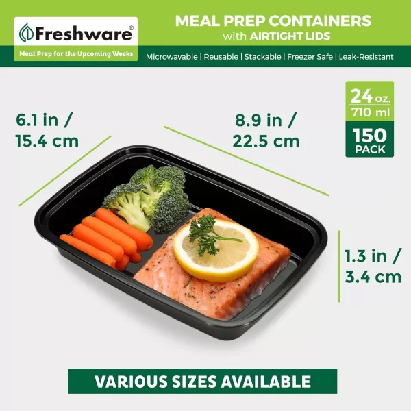 imageFreshware Bento Box Meal Prep Container 32 1Compartment 150Pack 32 ounce24OZ150PK