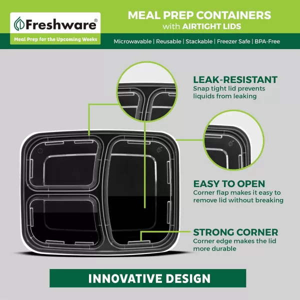 imageFreshware Bento Box Meal Prep Container 32 1Compartment 150Pack 32 ounce32OZ15PK