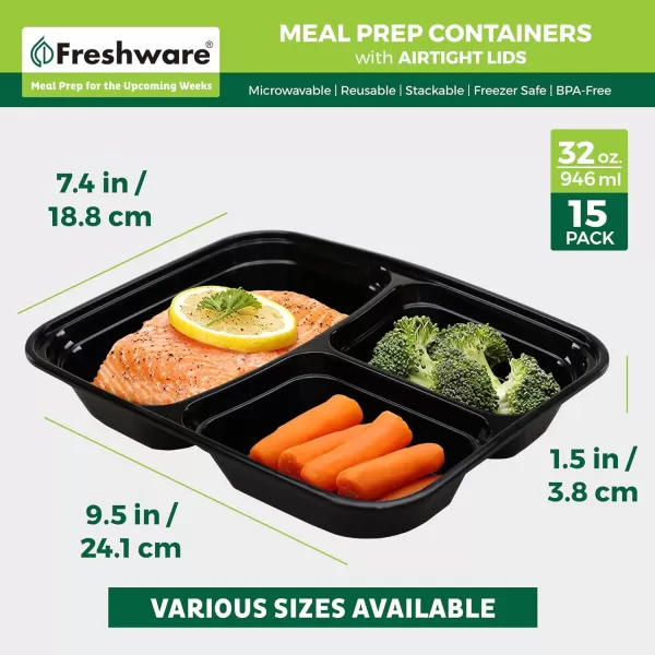 imageFreshware Bento Box Meal Prep Container 32 1Compartment 150Pack 32 ounce32OZ15PK