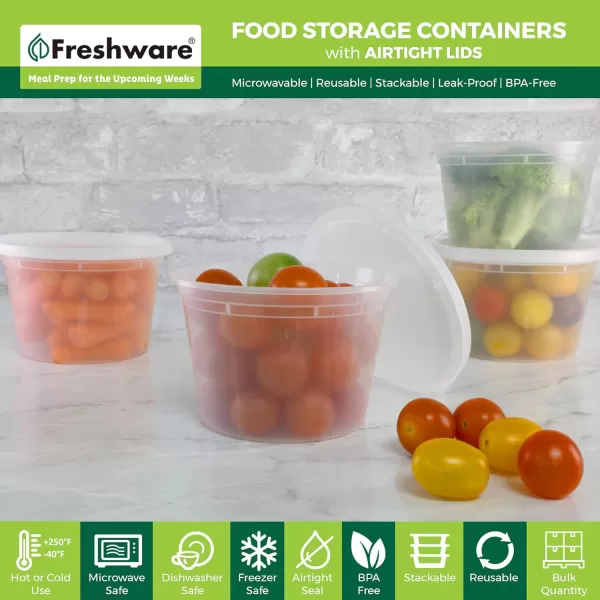 imageFreshware Food Storage Containers 36 Set 16 oz Plastic Deli Containers with Lids Slime Soup Meal Prep Containers  BPA Free  Stackable  Leakproof  MicrowaveDishwasherFreezer Safe16 oz  240Set