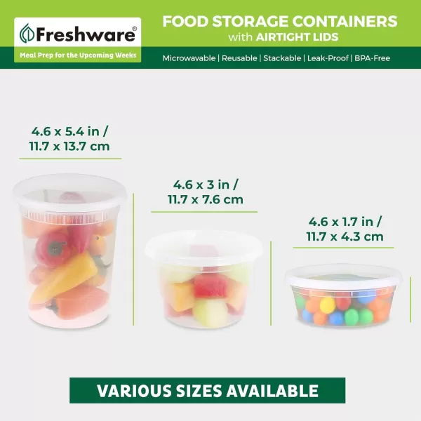 imageFreshware Food Storage Containers 36 Set 16 oz Plastic Deli Containers with Lids Slime Soup Meal Prep Containers  BPA Free  Stackable  Leakproof  MicrowaveDishwasherFreezer Safe8  16  32 oz  60 MixSet