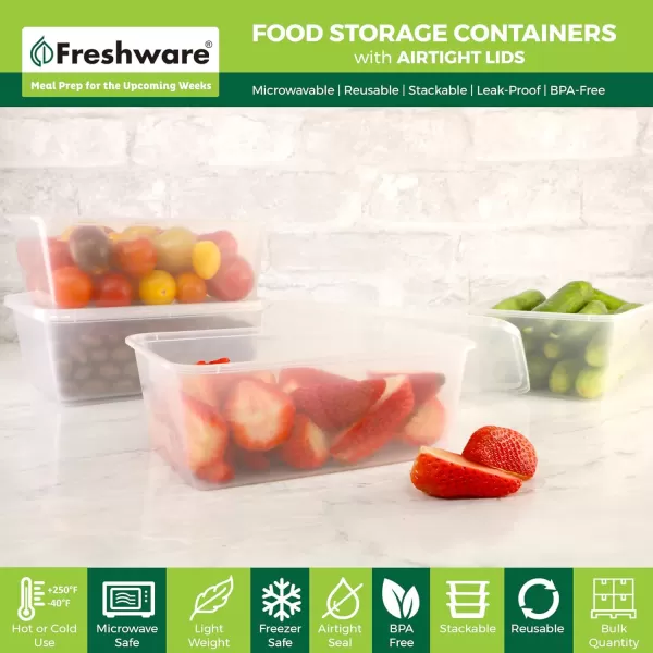 imageFreshware Food Storage Containers 50 Set 25 oz Plastic Deli Containers with Lids Slime Soup Meal Prep Containers BPA Free Stackable Leakproof Microwave Dishwasher and Freezer Safe