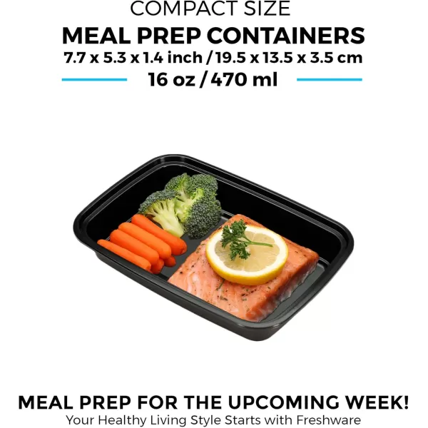 imageFreshware Meal Prep Containers 1 Compartment Food Storage Containers with Lids Bento Box BPA Free Stackable 16 oz 150 count Pack of 116OZ150PK