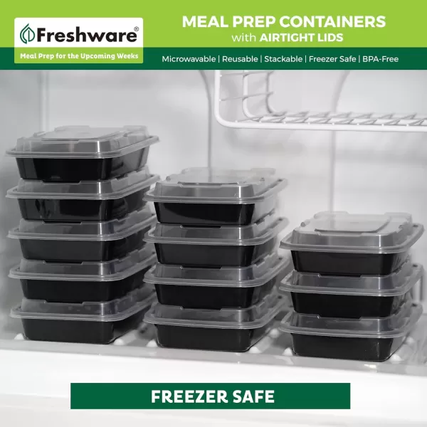 imageFreshware Meal Prep Containers 1 Compartment Food Storage Containers with Lids Bento Box BPA Free Stackable 16 oz 150 count Pack of 116OZ50PK