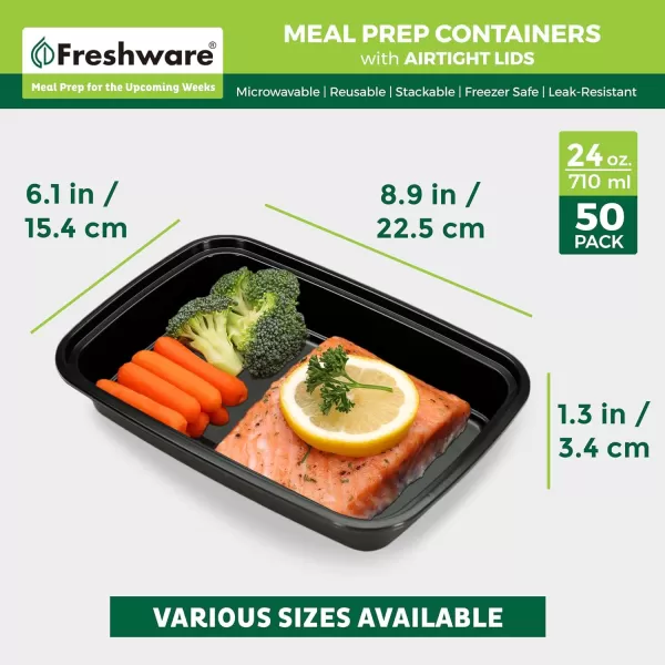 imageFreshware Meal Prep Containers 1 Compartment Food Storage Containers with Lids Bento Box BPA Free Stackable 16 oz 150 count Pack of 124OZ50PK