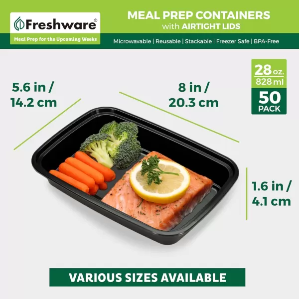 imageFreshware Meal Prep Containers 1 Compartment Food Storage Containers with Lids Bento Box BPA Free Stackable 16 oz 150 count Pack of 128OZ  50PK