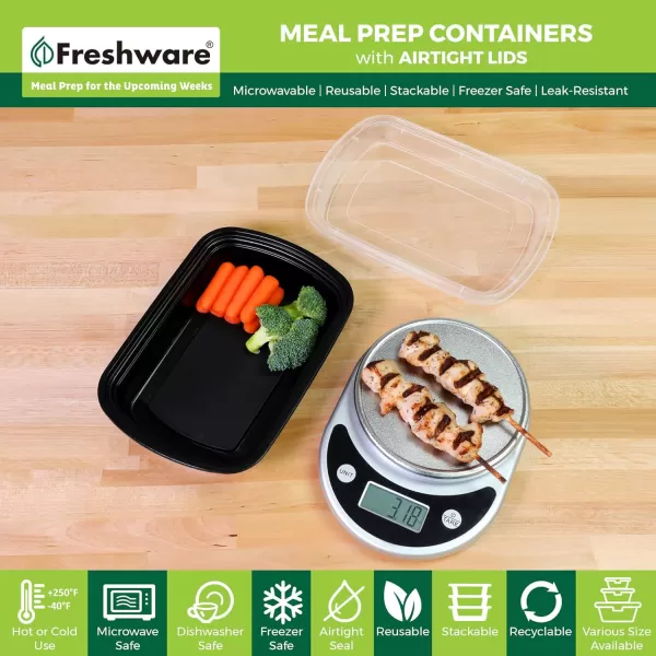 imageFreshware Meal Prep Containers 1 Compartment Food Storage Containers with Lids Bento Box BPA Free Stackable 16 oz 150 count Pack of 132OZ50PK